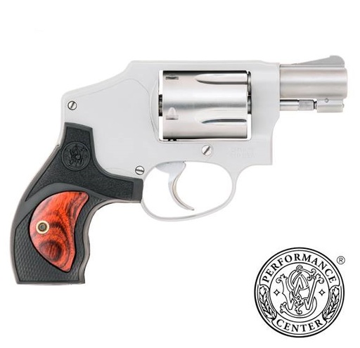 [022188866360] SMITH & WESSON 10186 PERFORMANCE CENTER MODEL 642 38 S&W SPL +P 5RD 1.88" STAINLESS STEEL BARREL, FLUTED CYLINDER, MATTE SILVER ALUMINUM FRAME WITH BLACK POLYMER WITH INTEGRATED WOOD INSERT GRIP