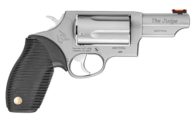 [725327602125] TAURUS 2-441039T JUDGE  COMPACT 45 COLT (LONG COLT)/410 BORE 5RD SHOT 3" MATTE STAINLESS STEEL BARREL, CYLINDER & FRAME, BLACK RIBBER GRIP, TRANSFER BAR SAFETY, EXPOSED HAMMER