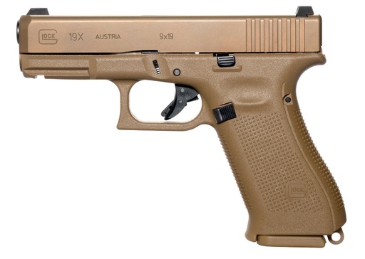 [764503028816] GLOCK PX1950701 G19X  COMPACT 9MM LUGER 10+1 4.02" BLACK GMB BARREL, COYOTE NPVD SERRATED SLIDE, COYOTE BROWN POLYMER FRAME W/ACCESSORY RAIL, COYOTE BROWN TEXTURED POLYMER GRIP AMBIDEXTROUS