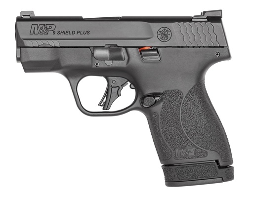 [022188885132] SMITH & WESSON 13250 M&P SHIELD PLUS MICRO-COMPACT 9MM LUGER 10+1/13+1, 3.10" BLACK STAINLESS STEEL BARREL, MATTE BLACK ARMONITE SERRATED SLIDE, MATTE BLACK POLYMER FRAME, NO THUMB SAFETY