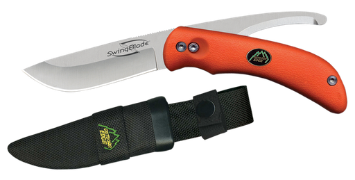 OUTDOOR EDGE SZ20NC SWINGBLADE  3.60"/3.20" FOLDING SKINNING/GUTTING PLAIN AICHI AUS8 SS BLADE BLAZE ORANGE TPR HANDLE