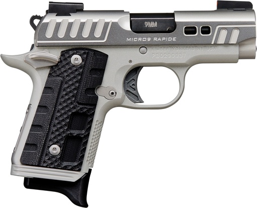 [669278332239] KIMBER MFG.,INC 3300223 MICRO 9 RAPIDE BLACK ICE 9MM 7+1 3.15" SILVER/GREY KIMPRO II BLACK G10 GRIP