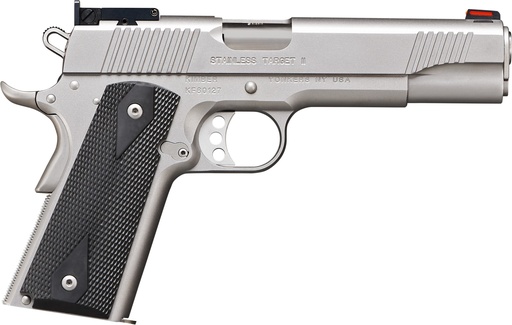 [669278321080] KIMBER MFG.,INC 3200108CA STAINLESS TARGET II (CA) 9MM 9+1 5" SATIN SILVER FRONT SERRATIONS STAINLESS STEEL SLIDE BLACK SYNTHETIC DOUBLE-DIAMOND CHECKERING GRIP