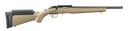 RUGER 8358 AMERICAN RIMFIRE 22 LR 10+1 16" SATIN BLUED THREADED BARREL & ALLOY STEEL RECEIVER W/PICATINNY RAIL,  BLACK/FDE HIGH COMB SYNTHETIC STOCK, THREAD PROTECTOR