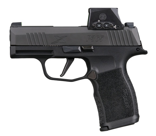 [798681720279] SIG SAUER 365X9BXR3RXSL P365X W/ROMEO-X SIG LOC 9MM LUGER 12+1 3.10" BLACK BARREL, BLACK NITRON STAINLESS STEEL SERRATED W/OPTIC SLIDE, BLACK POLYMER FRAME W/ACCESSORY RAIL, SIG ROMEO-X SIG-LOC