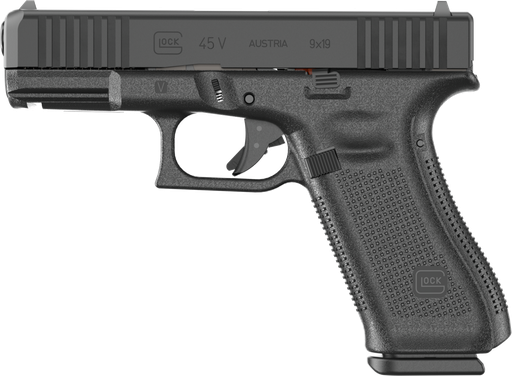 [764503067860] GLOCK PV4550203 G45 V CROSSOVER 9MM LUGER 17+1 4.02" BLACK GMB BARREL, BLACK NDLC STEEL SERRATED SLIDE, BLACK POLYMER FRAME W/ACCESSORY RAIL, TEXTURED POLYMER GRIP, AMBIDEXTROUS