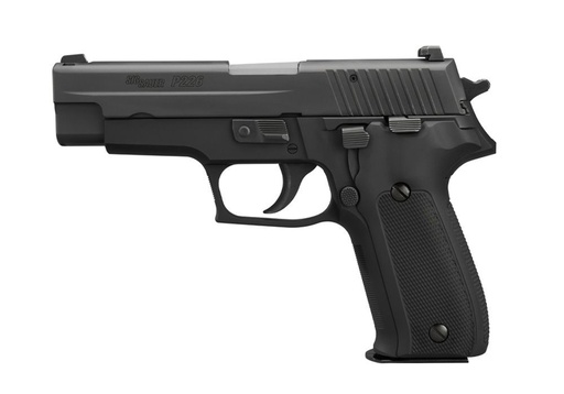 [798681703142] SIG SAUER E26940YR P226 40TH ANNIVERSARY FULL SIZE FRAME 9MM LUGER 15+1 4.40" BLACK STEEL BARREL, BLACK NITRON SERRATED STAINLESS STEEL SLIDE, BLACK ANODIZED ALUMINUM FRAME ,RETRO HOGUE ALLOY GRIP