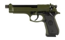 BERETTA USA J92F300GRTB18 92FS  FULL SIZE 9MM LUGER 18+1 5.10" BLACK THREADED BARREL, OD GREEN CERAKOTE SERRATED SLIDE, OD GREEN CERAKOTE ALUMINUM FRAME W/BEAVERTAIL, BLACK TEXTURED GRIP