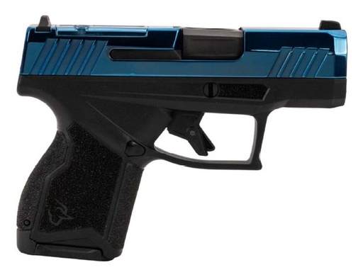[725327943112] TAURUS 1-GX4M931-10B GX4  MICRO-COMPACT FRAME 9MM LUGER 10+1 3.06" SATIN BLACK DLC STAINLESS STEEL BARREL, BLUE PVD SERRATED ALLOY STEEL SLIDE, MATTE BLACK STAINLESS STEEL FRAME, TEXTURED GRIP
