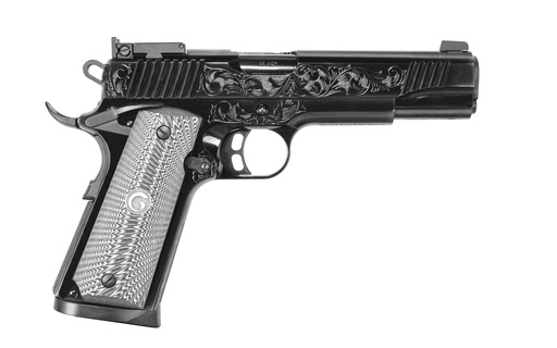 [741566904141] EAA GIRSAN 390098 MC1911 S LUX FULL SIZE 45 ACP 8+,1 5" BLACK STEEL BARREL, BLACK CHROME W/ENGRAVING SERRATED SLIDE, BLACK CHROME ENGRAVED STEEL FRAME W/BEAVERTAIL, G10 GRIPS AMBIDEXTROUS