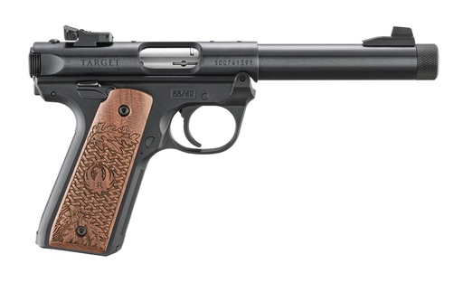 [736676401925] RUGER 40192 MARK IV 22/45 COLLECTOR'S SERIES 22 LR 10+1 5.50" BLUED THREADED BULL BARREL, BLUED ALLY STEEL RECEIVER, BLUED POLYMER FRAME W/ENGRAVED AMERICAN WALNUT GRIP