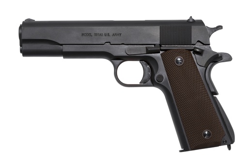 [602686321112] AUTO-ORDNANCE 1911BKO9 1911 A1 GI SPEC 9MM LUGER 9+1, 5" STAINLESS STEEL BARREL, MATTE BLACK SERRATED CARBON STEEL SLIDE & FRAME W/BEAVERTAIL, BROWN CHECKERED POLYMER GRIP