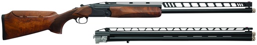 [8053800948166] CHARLES DALY 930410 202 UNSINGLE COMBO 12 GAUGE BREAK OPEN 2.75" 2RD 32" BLACK OVER/UNDER VENT RIB BARREL, BLACK STEEL RECEIVER, ADJ CHEEK RISER WALNUT WOOD STOCK
