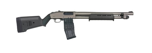[015813502214] MOSSBERG 50221 590M  12 GAUGE 10+1 18.50" TUNGSTEN GRAY CERAKOTE BARREL & STEEL DRILLED & TAPPED RECEIVER, MAGPUL SGA BLACK SYNTHETIC STOCK