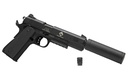 GSG G1911ADOPS 1911 ADOP 22 LR 10+1 5" ALL BLACK STEEL/THREADED BARREL, SERRATED SLIDE, ZINC ALLOY W/PICATINNY RAIL & BEAVERTAIL FRAME BLACK POLYMER GRIP, FAUX SUPPRESSOR